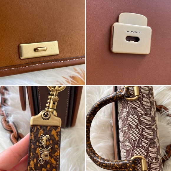 Coach Rogue Top Handle Colorblock Brown Signature Jacquard With Exotic H… - Picture 10 of 10